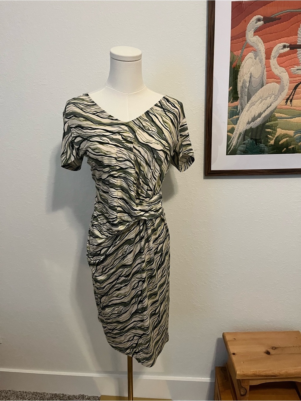100% Natural Fiber (Silk and Cotton) Green French dress